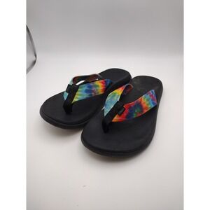 Chaco Chillos Flip Flops‎ Womens Black Tie Dye Straps Thong Sandals Size 8